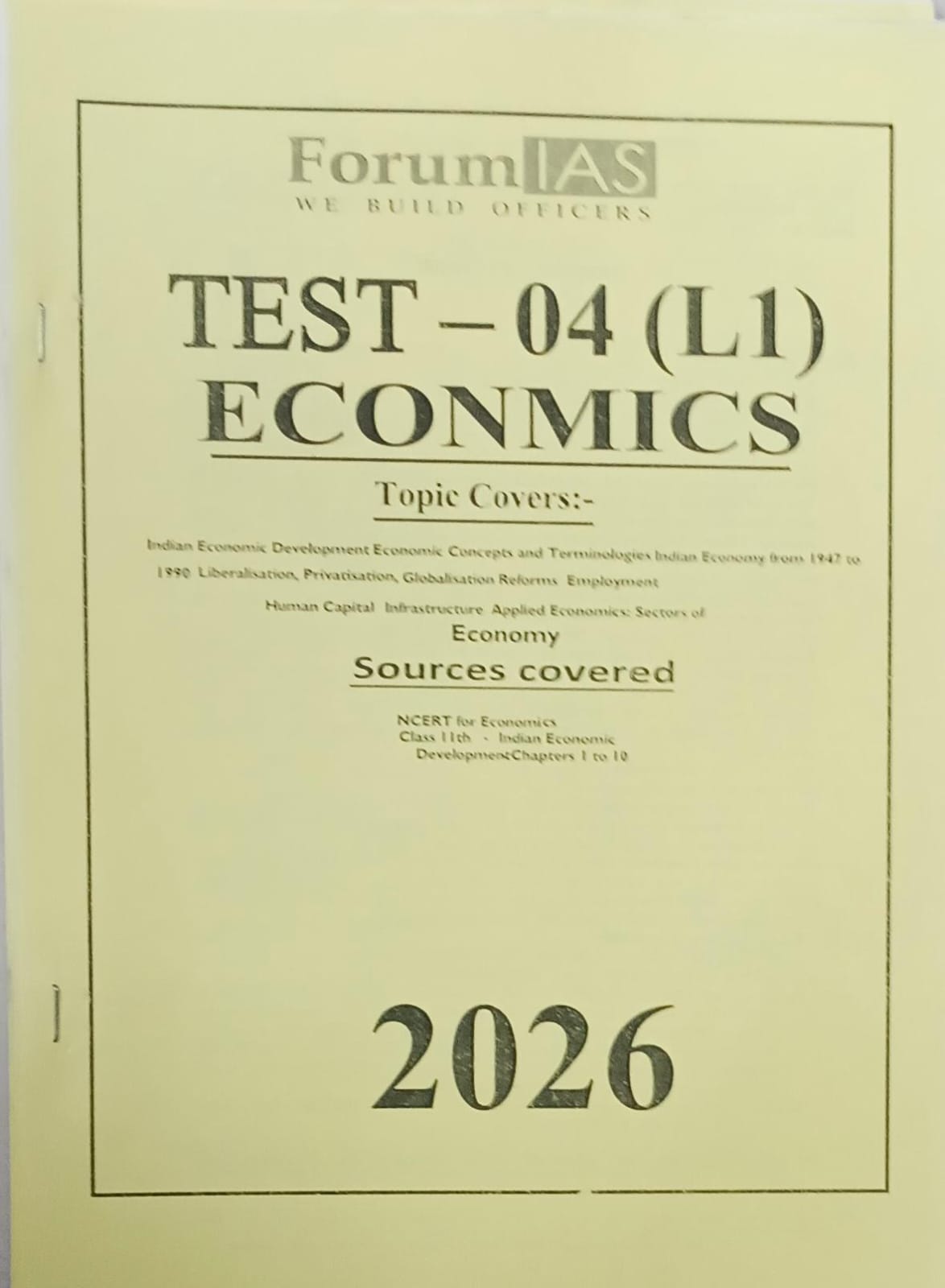 Forum IAS, Prelims Test Series 2026, Level -1 ,Test -4