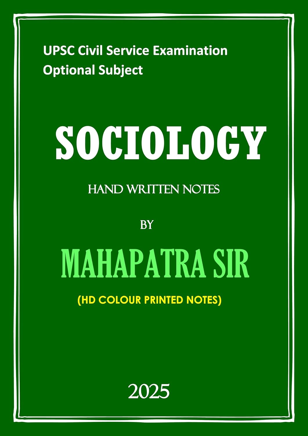 Vajiram and Ravi, IAS UPSC (MAINS)Sociology, Class Note