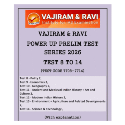 Vajiram & Ravi Power-Up Prelims Test Series 2026 – Tests 8 to 14 with Explanations