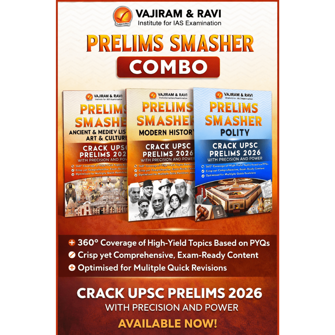 Vajiram & Ravi Prelims Smasher 2026 - 3-Book Combo Set (History & Polity)