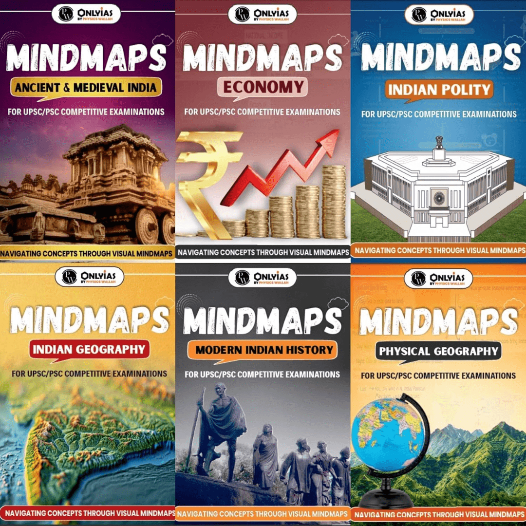 Mind Maps Combo Book Set for UPSC & Competitive Exams (Ancient, Economy, Polity, Geography, History & Physical Geography)